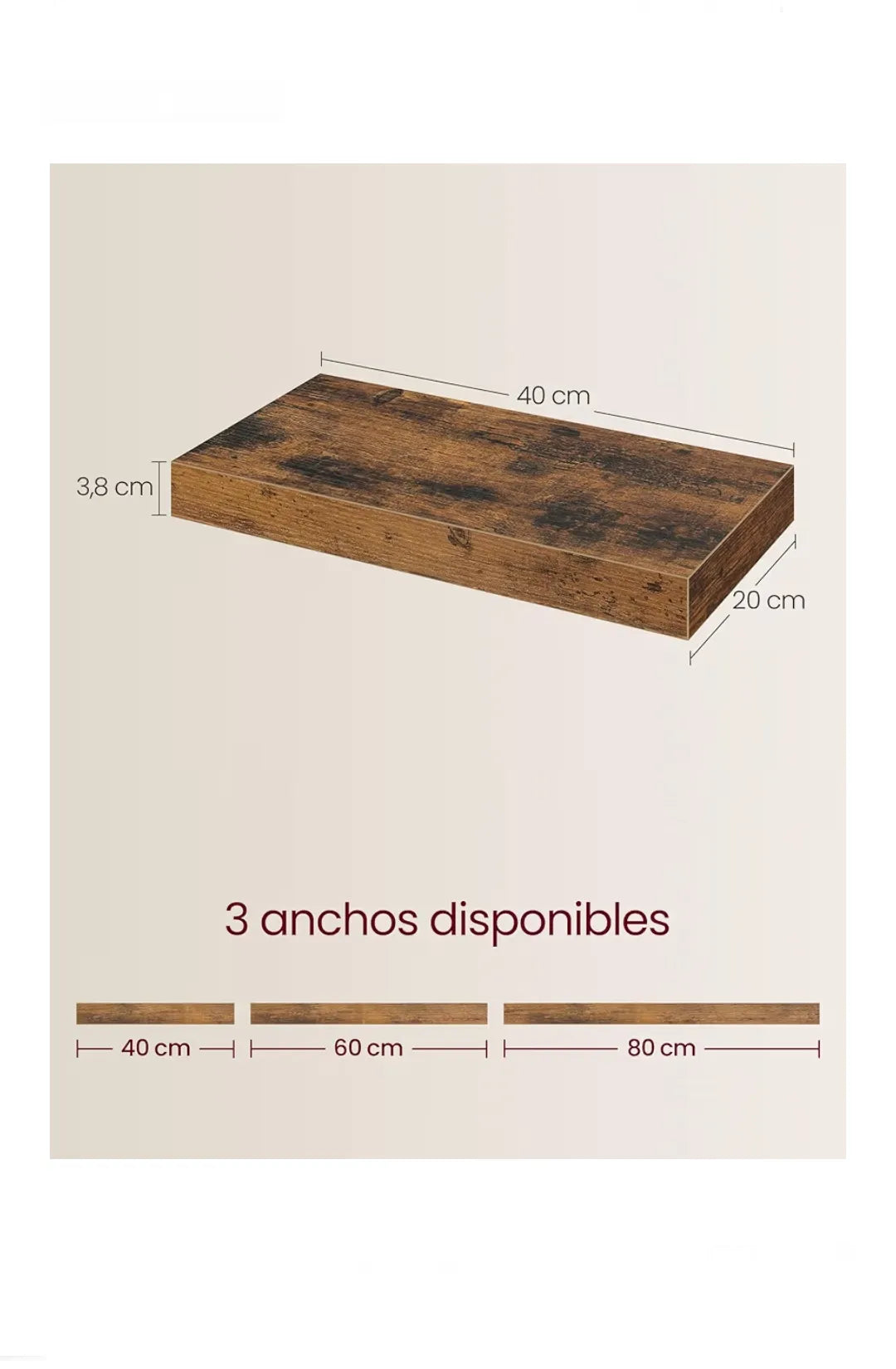 Estante de Pared, Estante Flotante, 20 x 40 x 3,8 cm