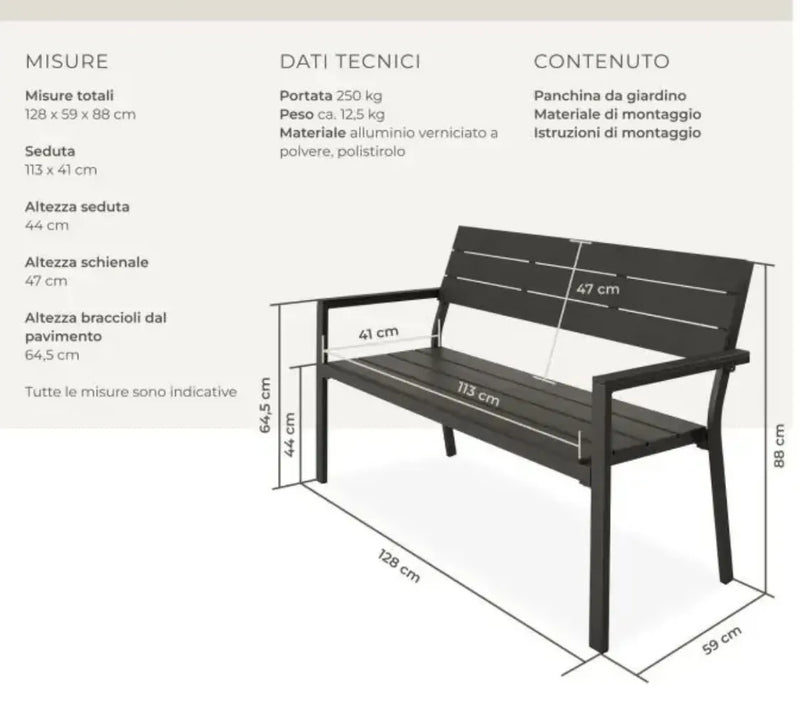 Banco de jardín de aluminio