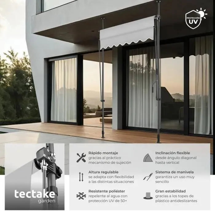 Toldo plegable para balcón gris claro