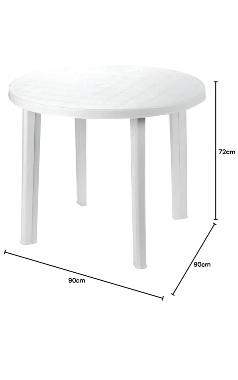 Mesa Resina Blanca Diametro 90 cm.