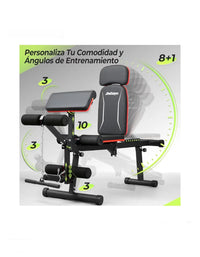 Banco de Pesas Ajustable Mejorado con Extensión de Piernas y Curl de Piernas