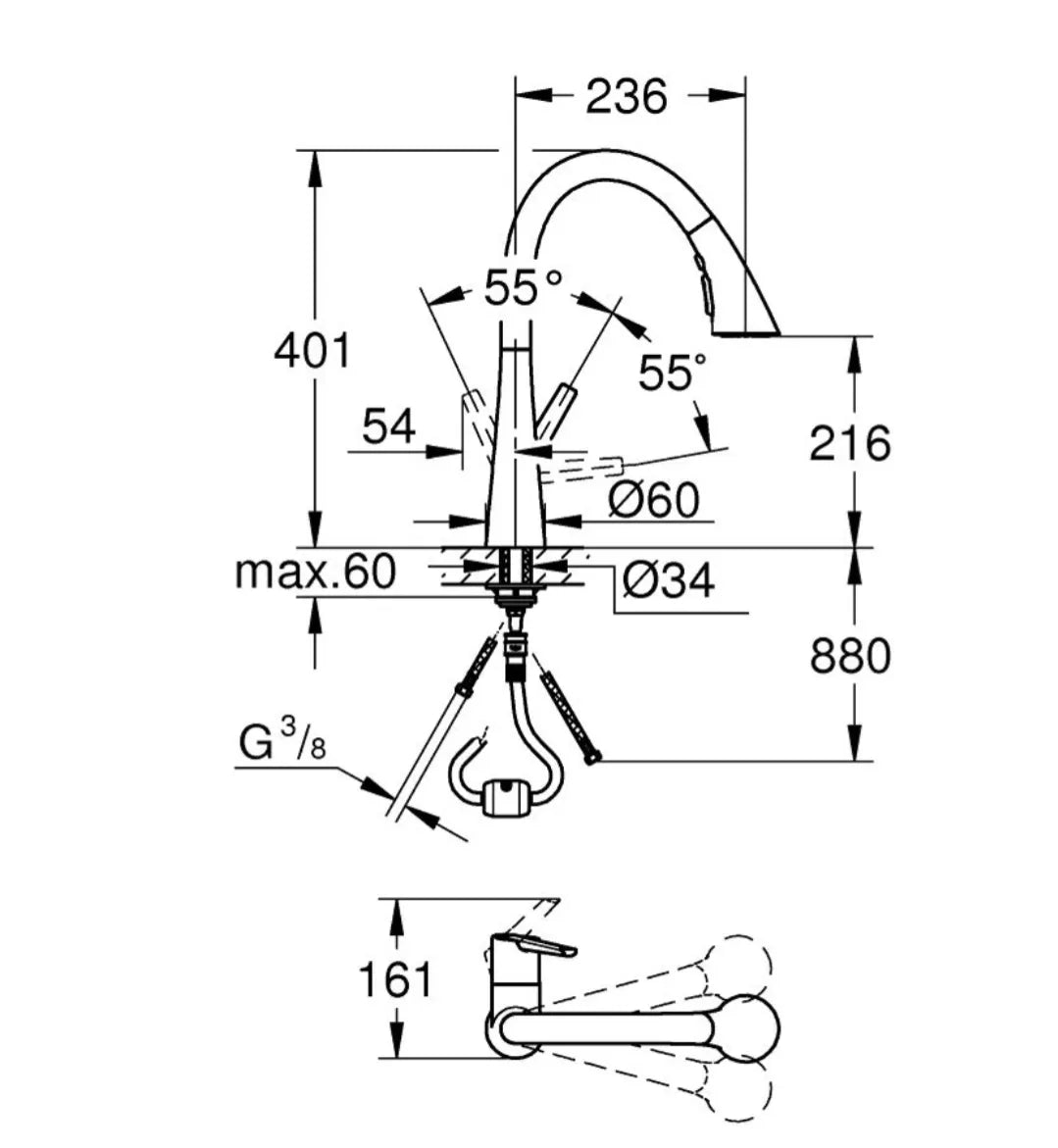 Monomando de fregadero extraíble - Grohe