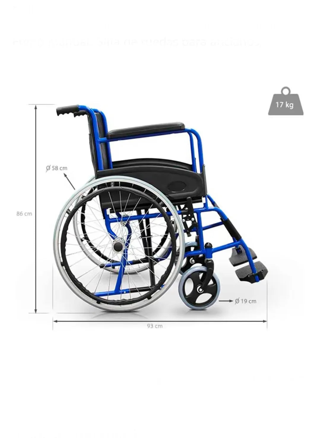 Silla de ruedas plegable, Acero, Basic Colors, Asiento 46cm