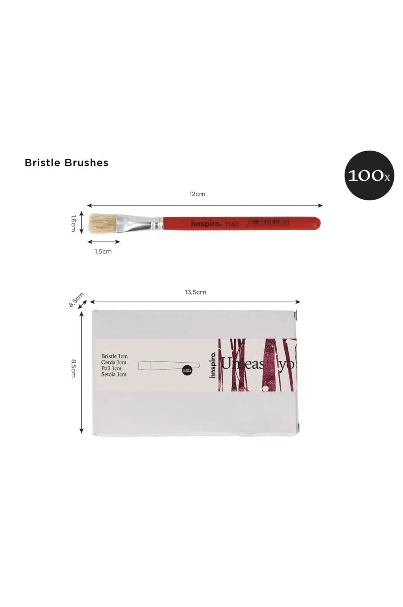 Caja de 100 Pinceles cerda 12 cm INNSPIRO