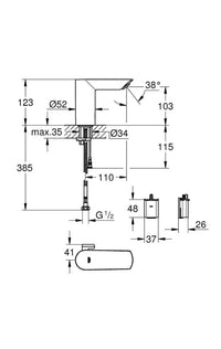 Grifo de lavabo electrónico 1-2" tamaño M