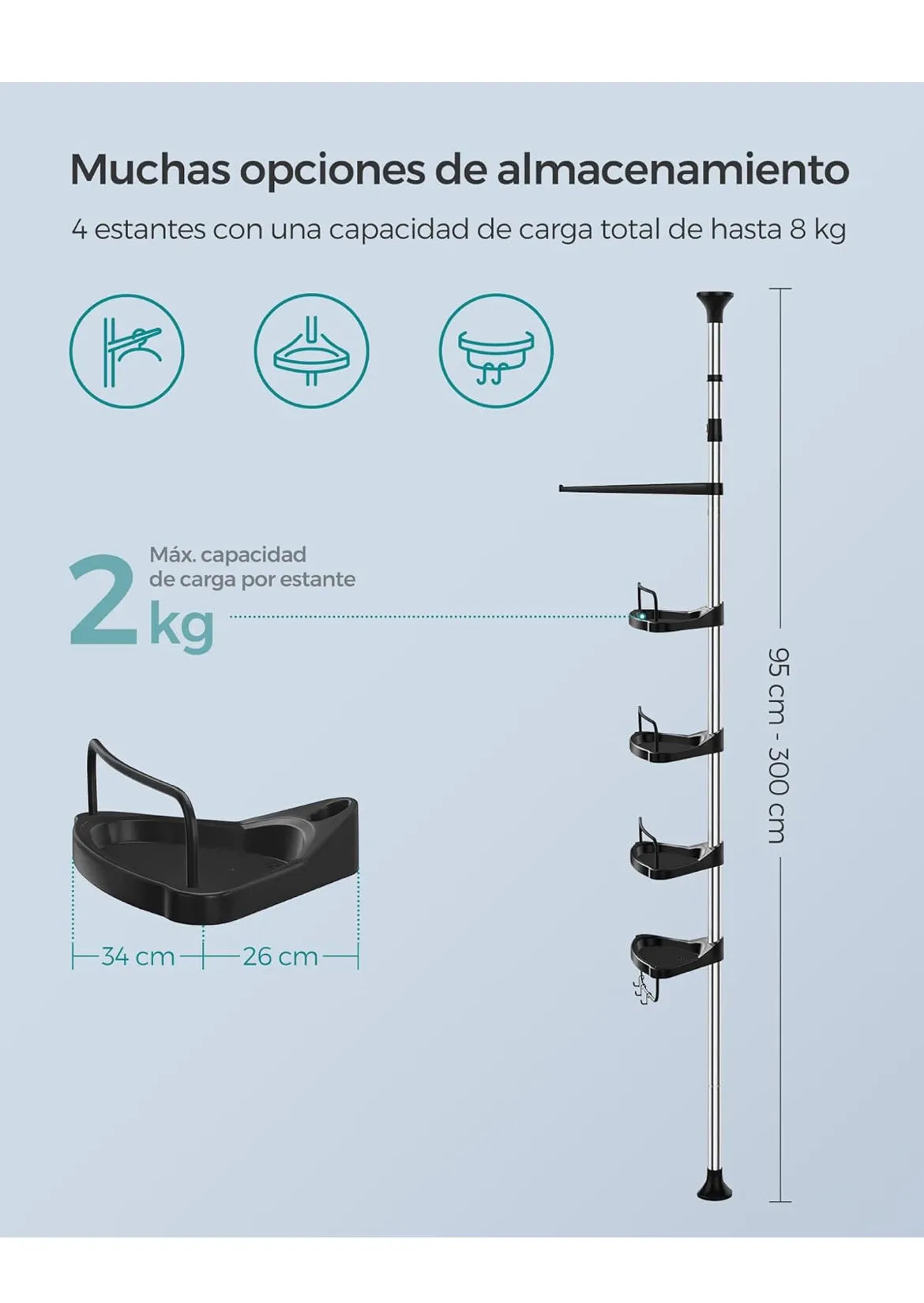 Estante de Ducha Telescópico y Ajustable SONGMICS