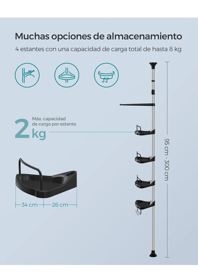 Estante de Ducha Telescópico y Ajustable SONGMICS