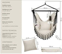 Silla colgante con cojines
