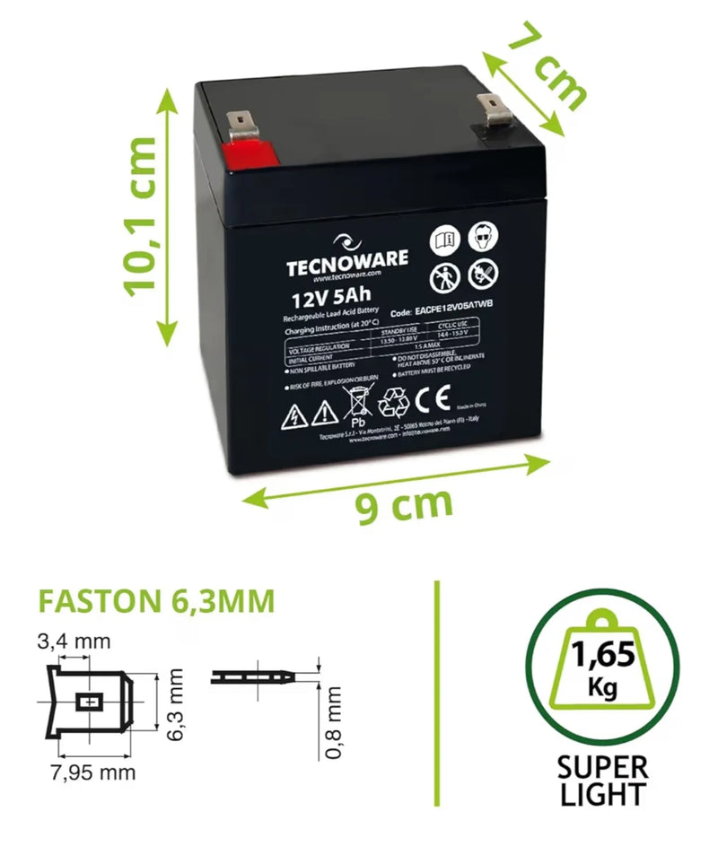 Batería de Plomo-Ácido 12V 5Ah Tecnoware