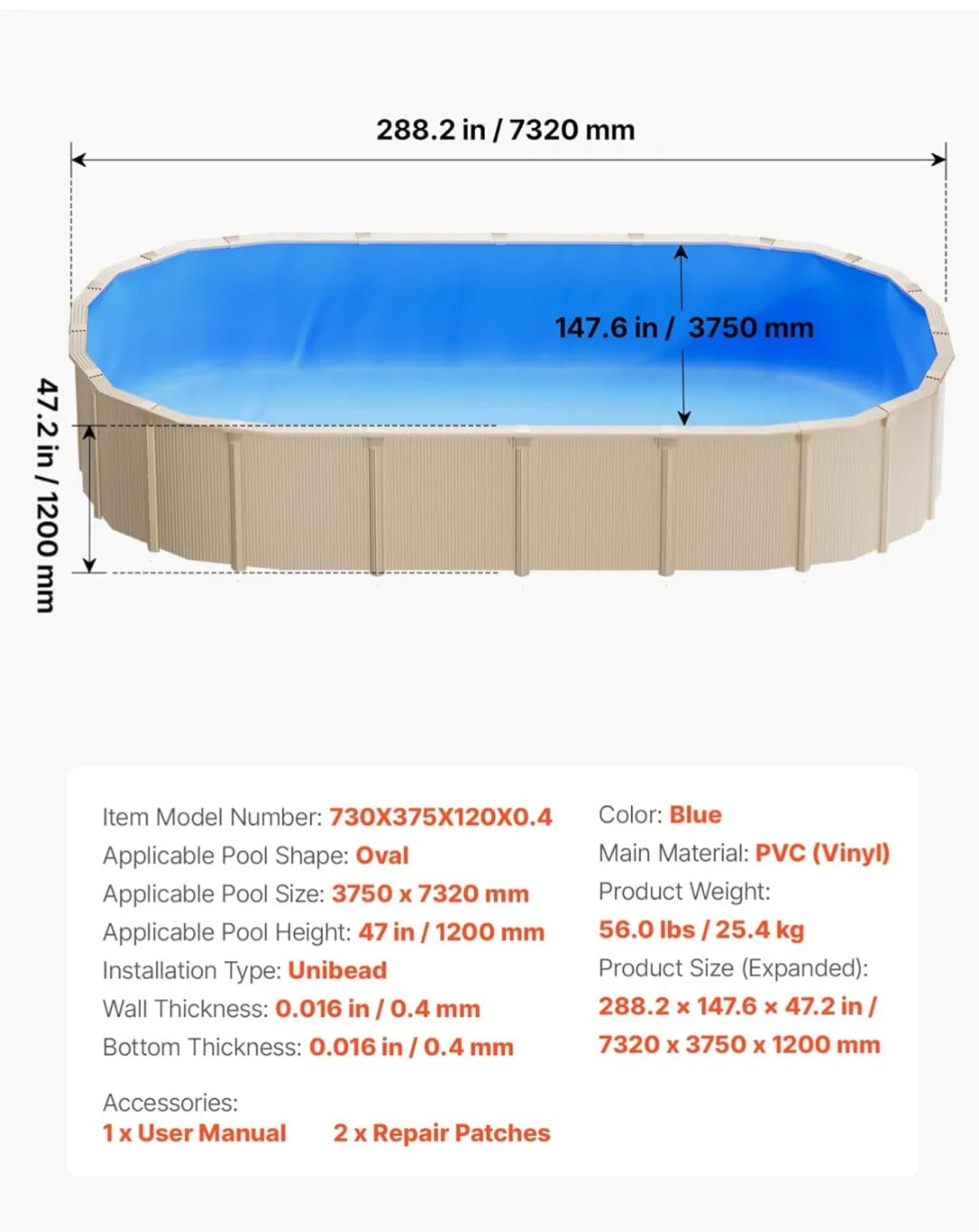 Revestimiento para piscina - VEVOR