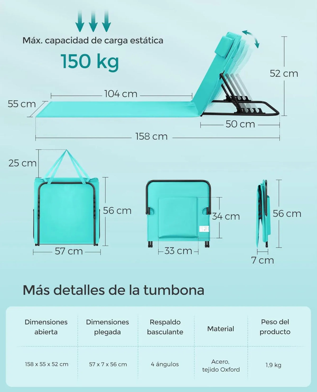 Tumbona de playa Songmics