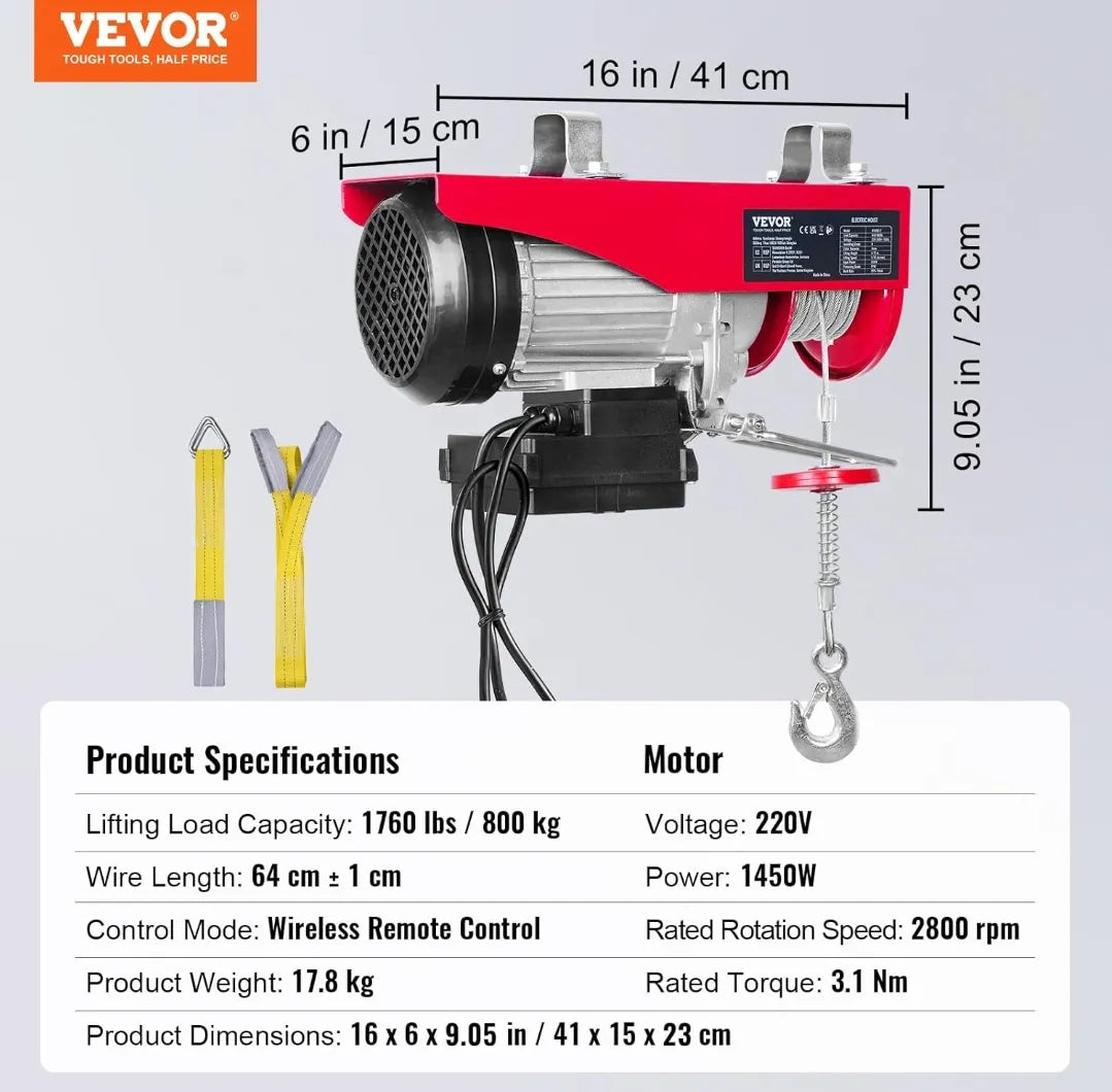 Polipasto eléctrico de cable - Vevor