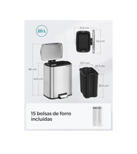 Papelera de Cocina, Cubo de Pedal de 20 L