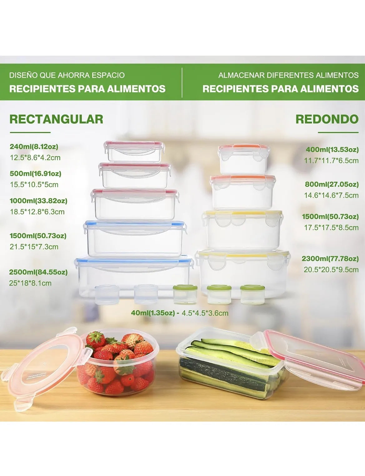 Recipientes de Plástico Alimentos Herméticos YASHE