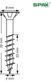 Tornillo de acero inoxidable 4 x 35 mm SPAX