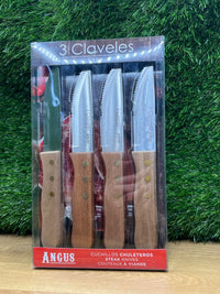 Set de 4 Cuchillos Chuleteros ANGUS