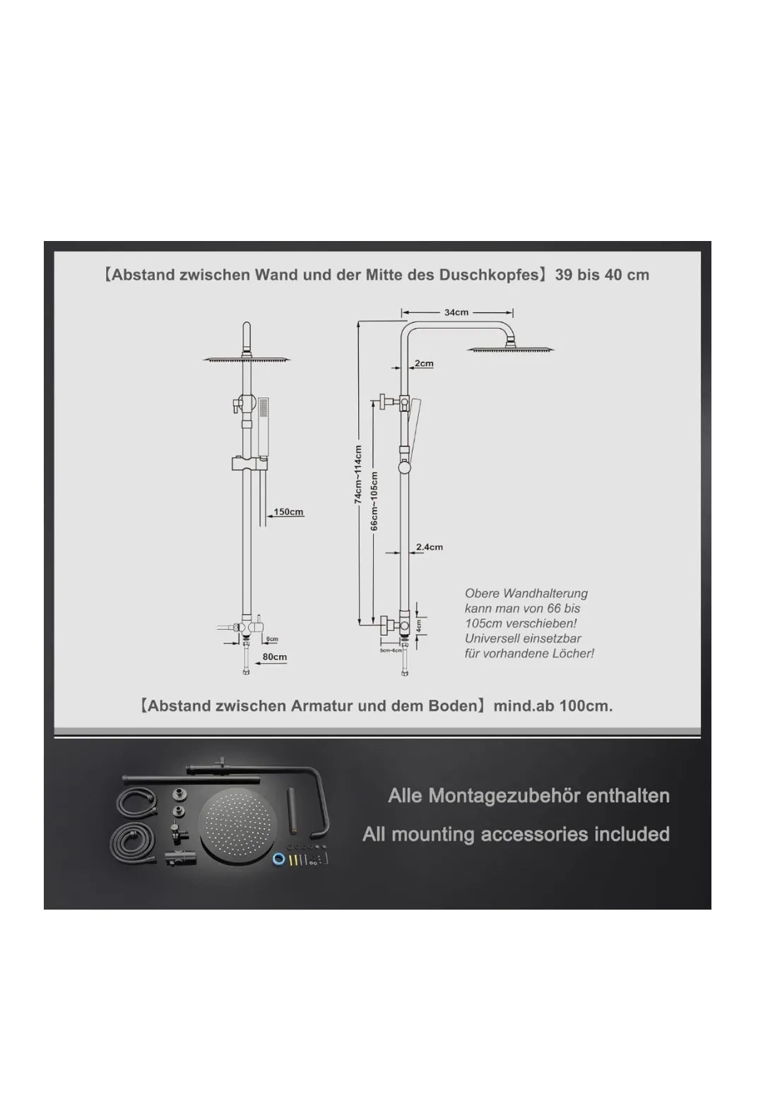 Columna de Ducha Gris Gunmetal
