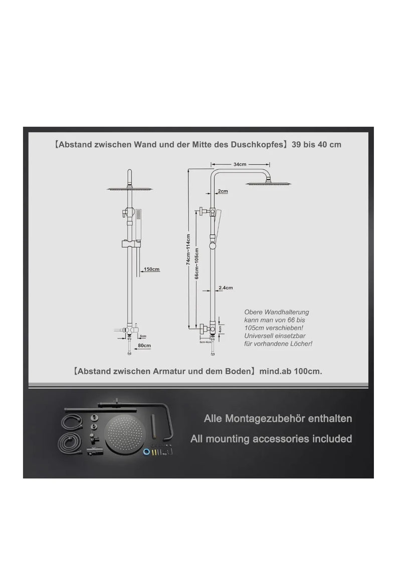 Columna de Ducha Gris Gunmetal