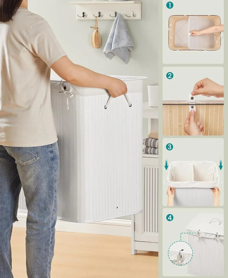 Cesto de la ropa sucia con tapa 120L