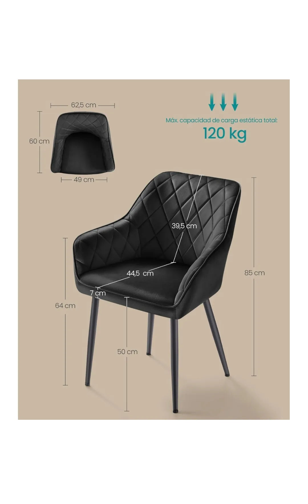 Silla de Comedor, Silla de Cocina, Sillón de Terciopelo