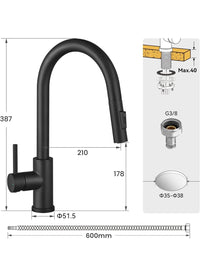 Grifo Cocina Extraible Negro CECIPA