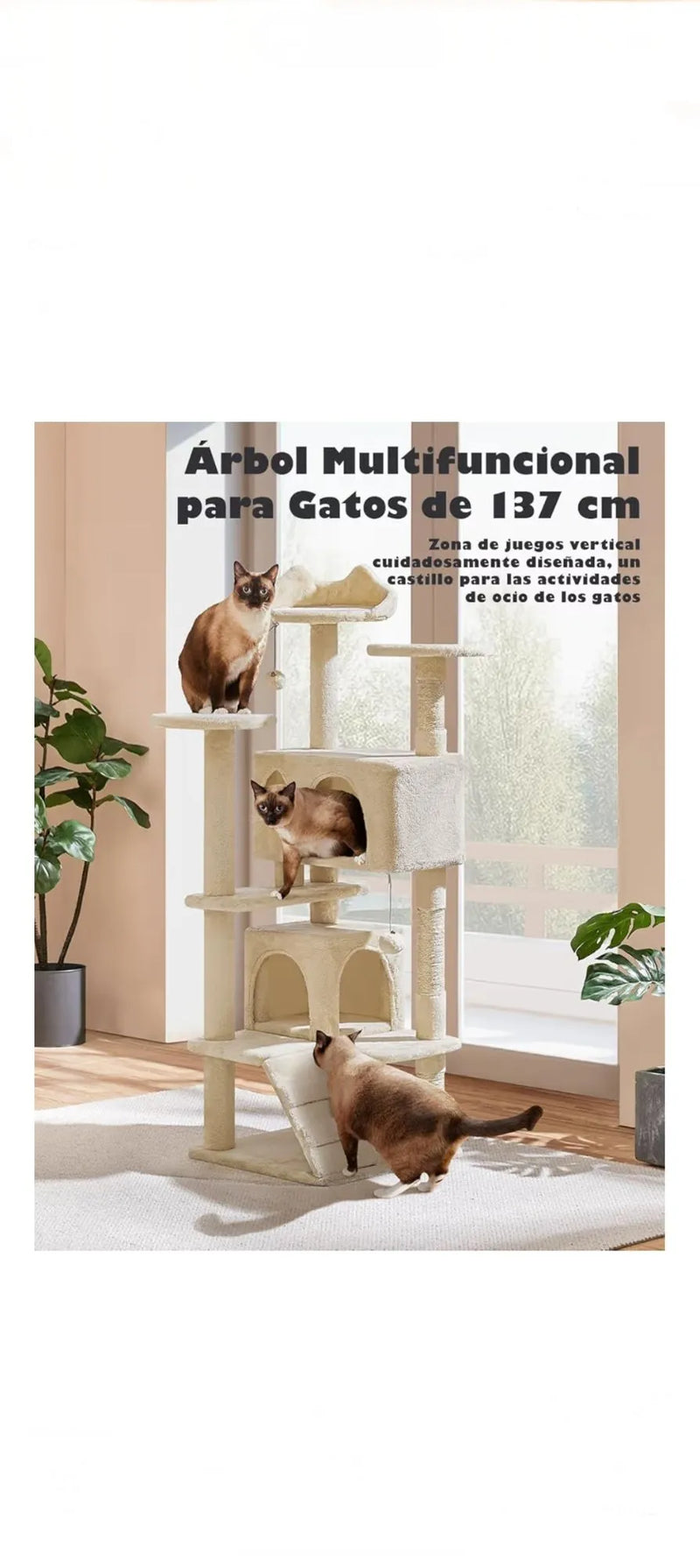 Árbol rascador para gatos beige - Yaheetech