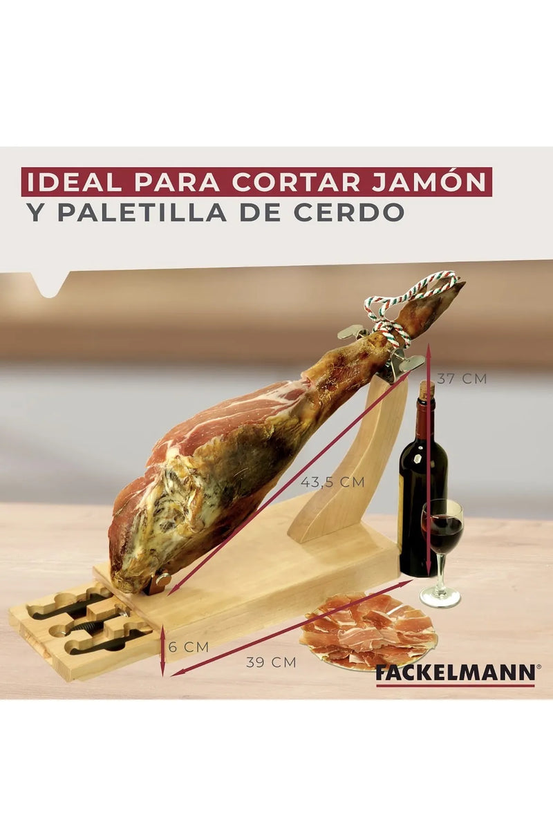 Soporte Jamonero con Cajón Extraíble con Cuchillos Fackelmann