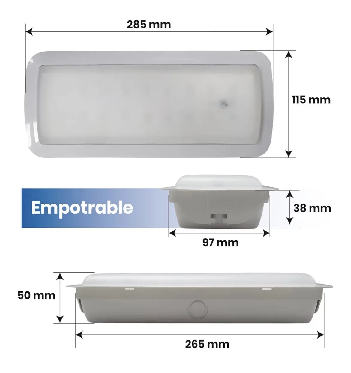Luz de Emergencia LED Empotrable LED ATOMANT