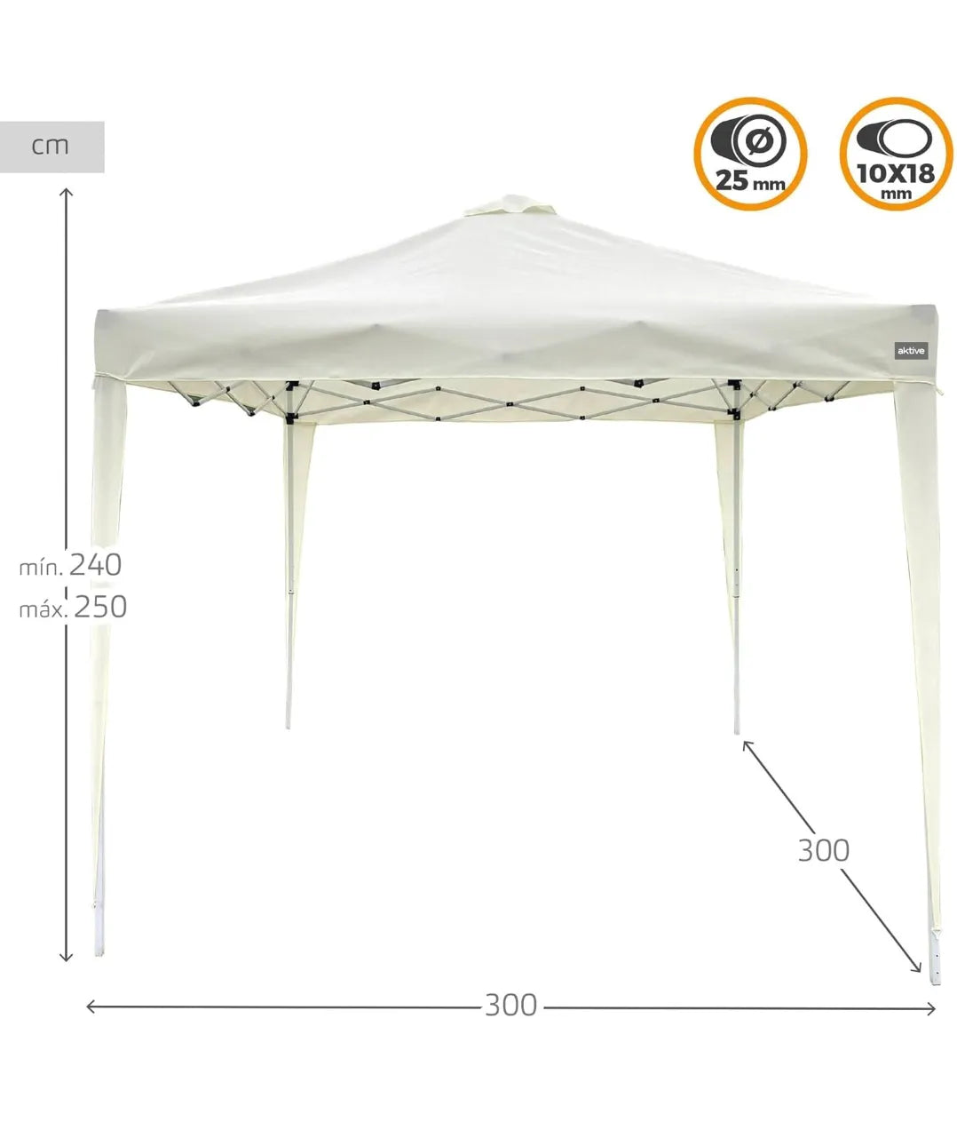 Carpa plegable 3x3 color beige - Aktive