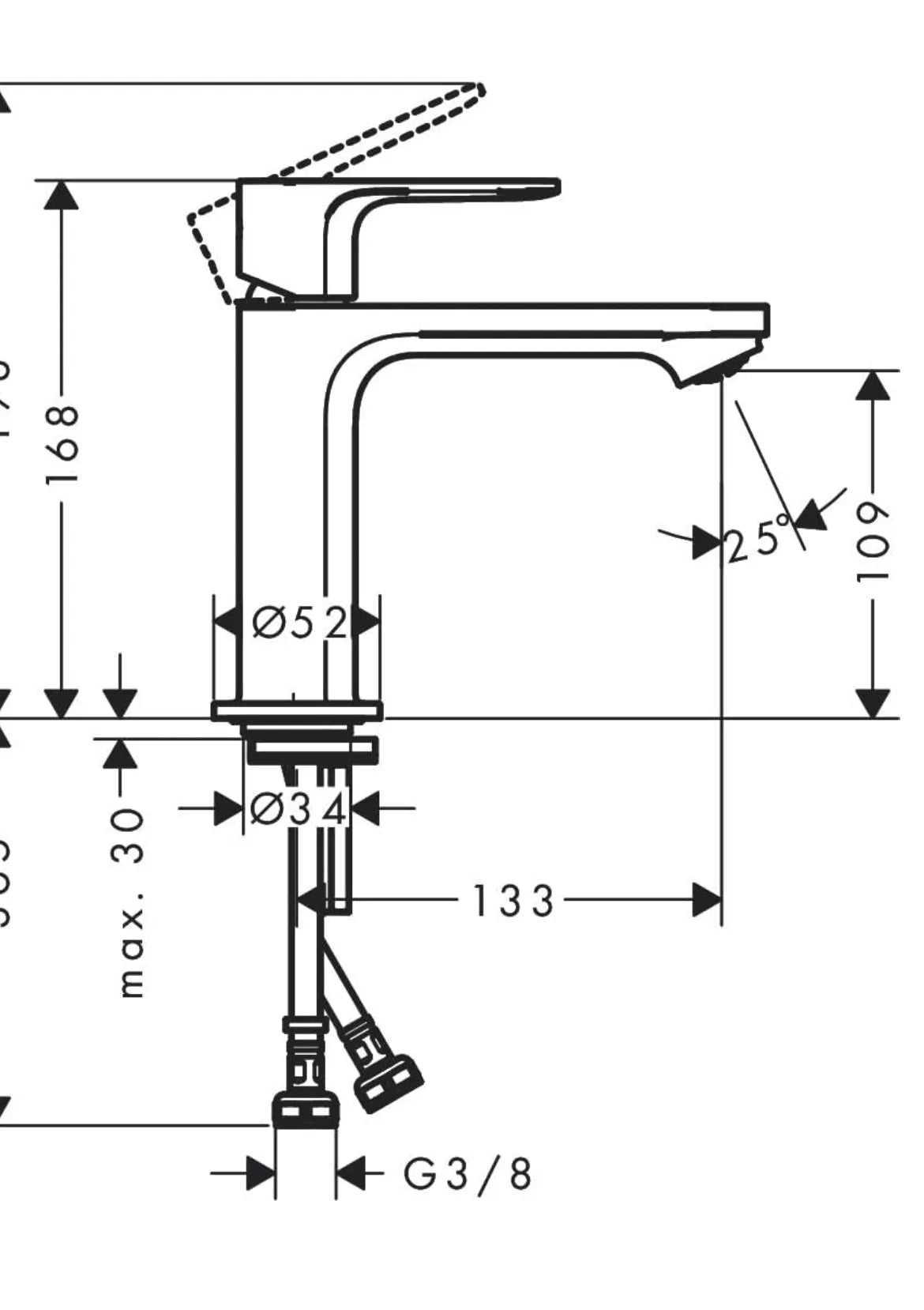 Grifo lavabo sin desagüe hansgrohe Rebris S