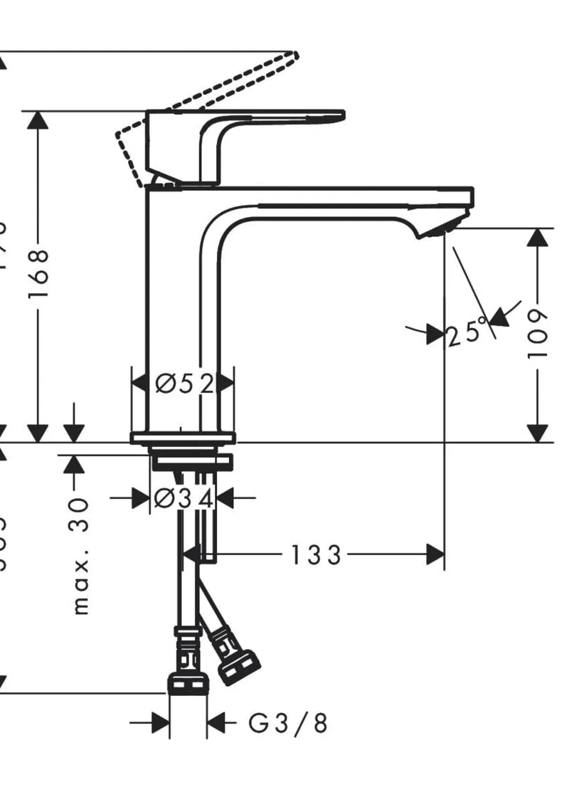 Grifo lavabo sin desagüe hansgrohe Rebris S