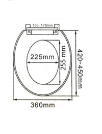 Asiento de inodoro Ram Black Soft Close con bisagras ajustables
