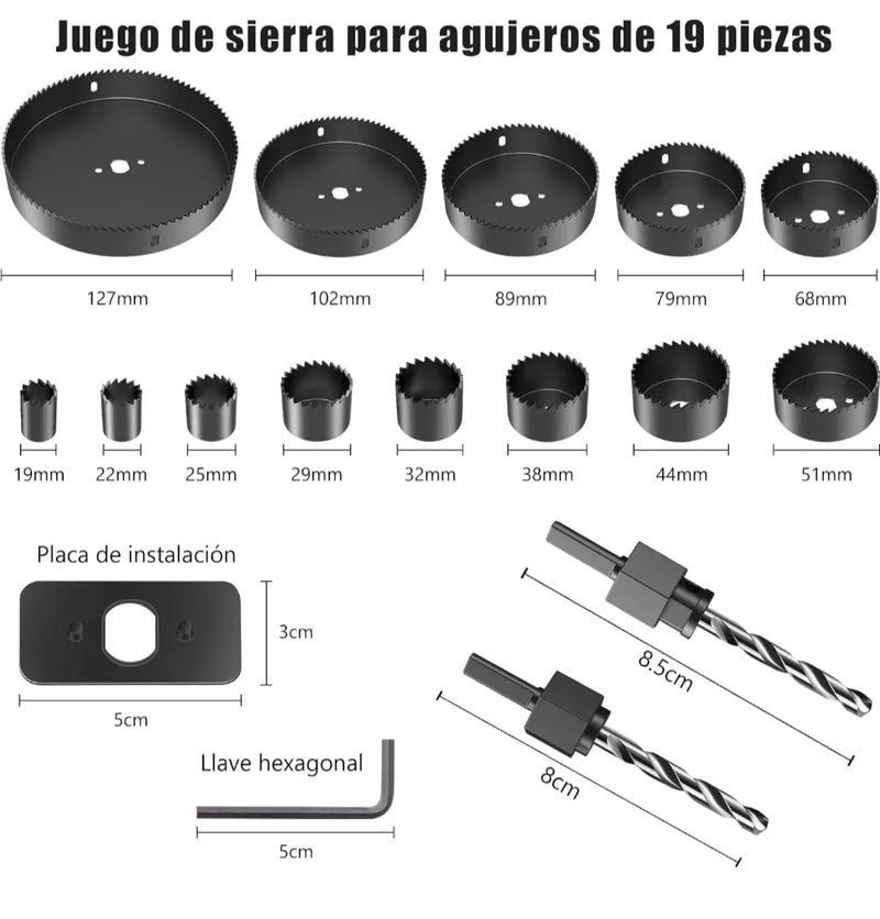 Corona perforadoras 19 piezas - Hychika