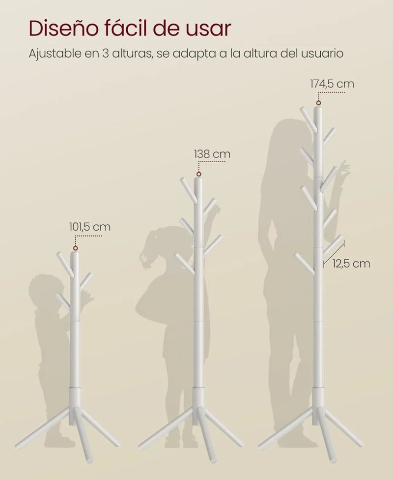 Perchero de madera maciza en forma de árbol
