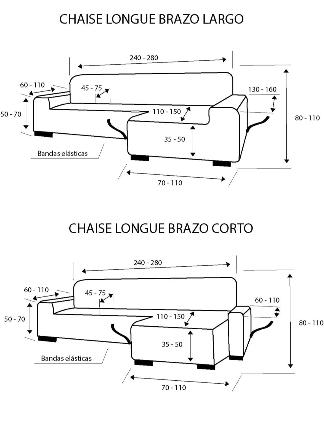 Funda chaise longue brazo corto - Martina home