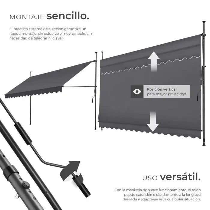 Toldo plegable para balcón 400x180