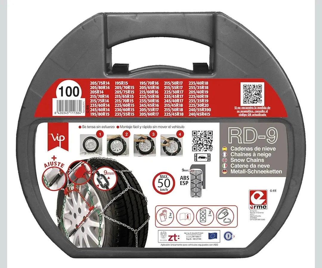 Cadenas de nieve metálicas RD9 mm talla Nº 100