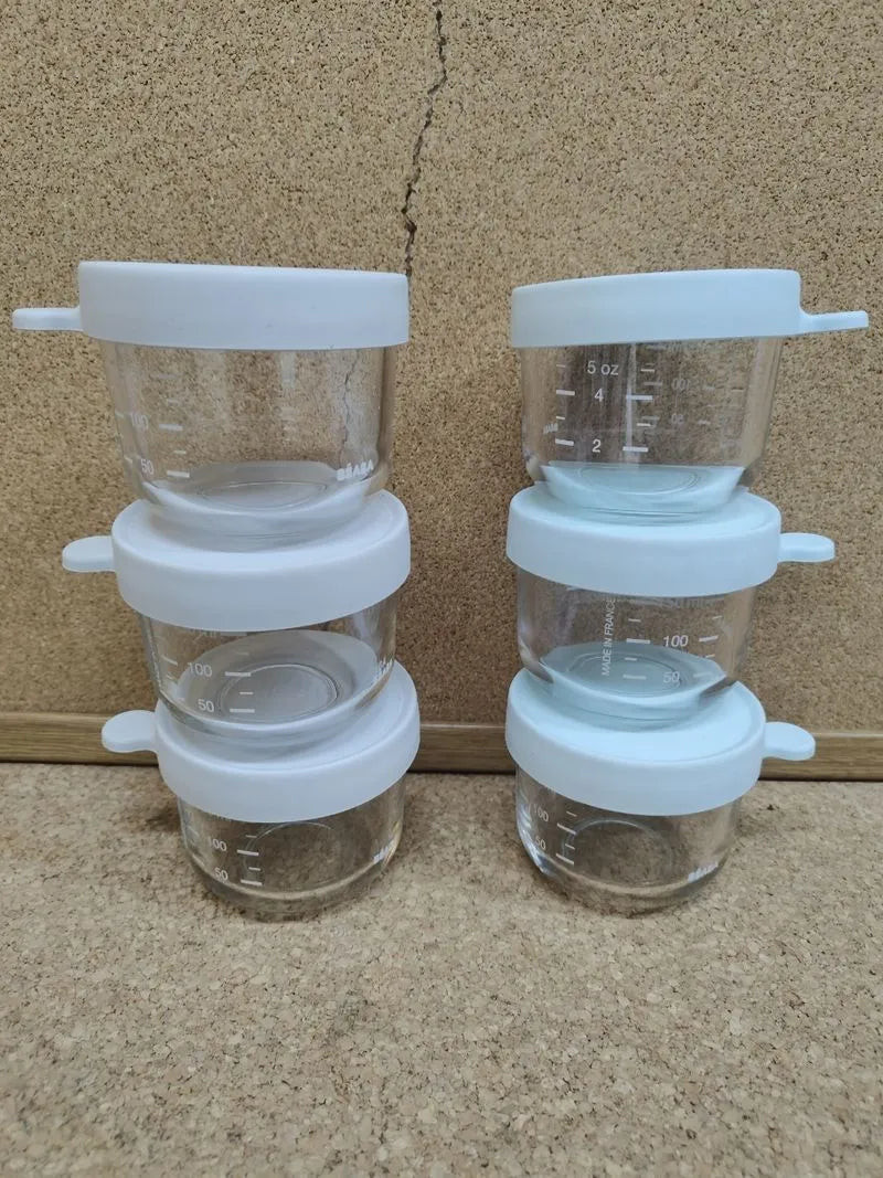 6 Recipientes de vidrio para porciones 150ml Beaba