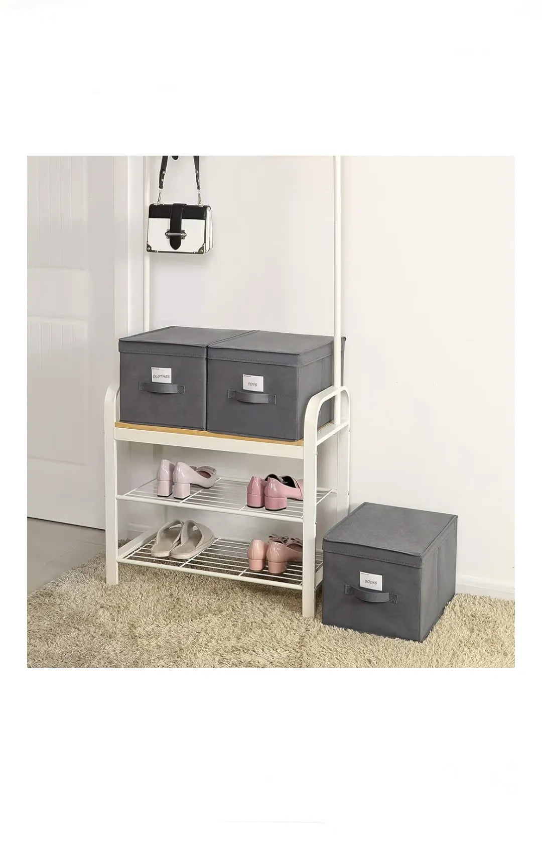 Juego de 3 cajas de almacenamiento plegables con tapas,