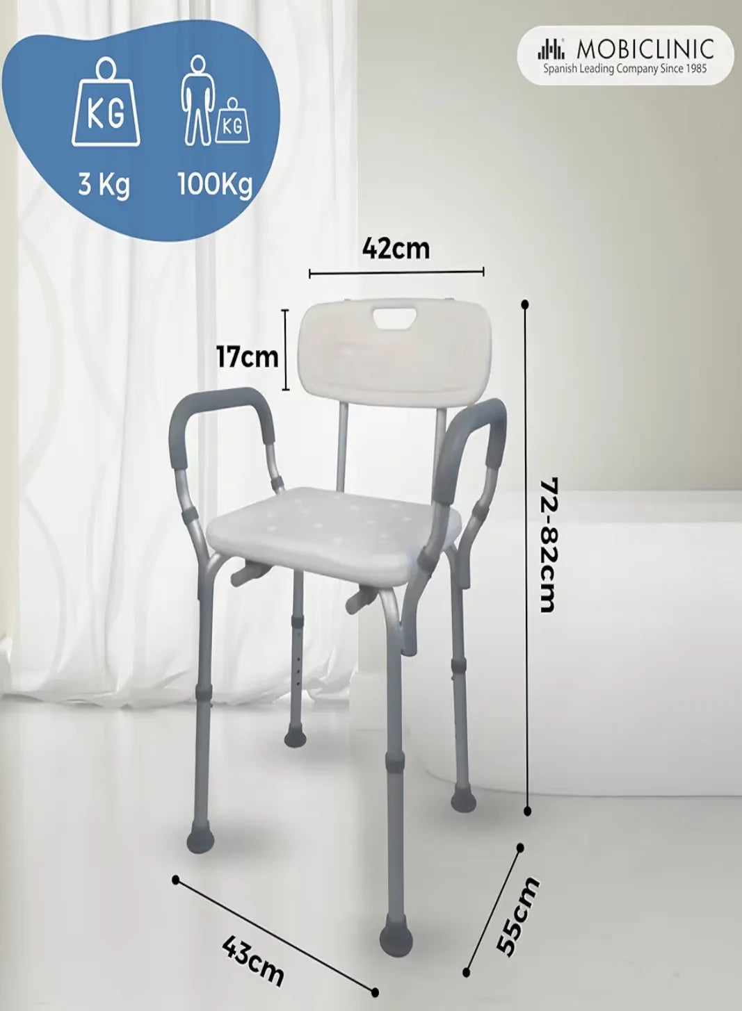 Silla de ducha con respaldo
