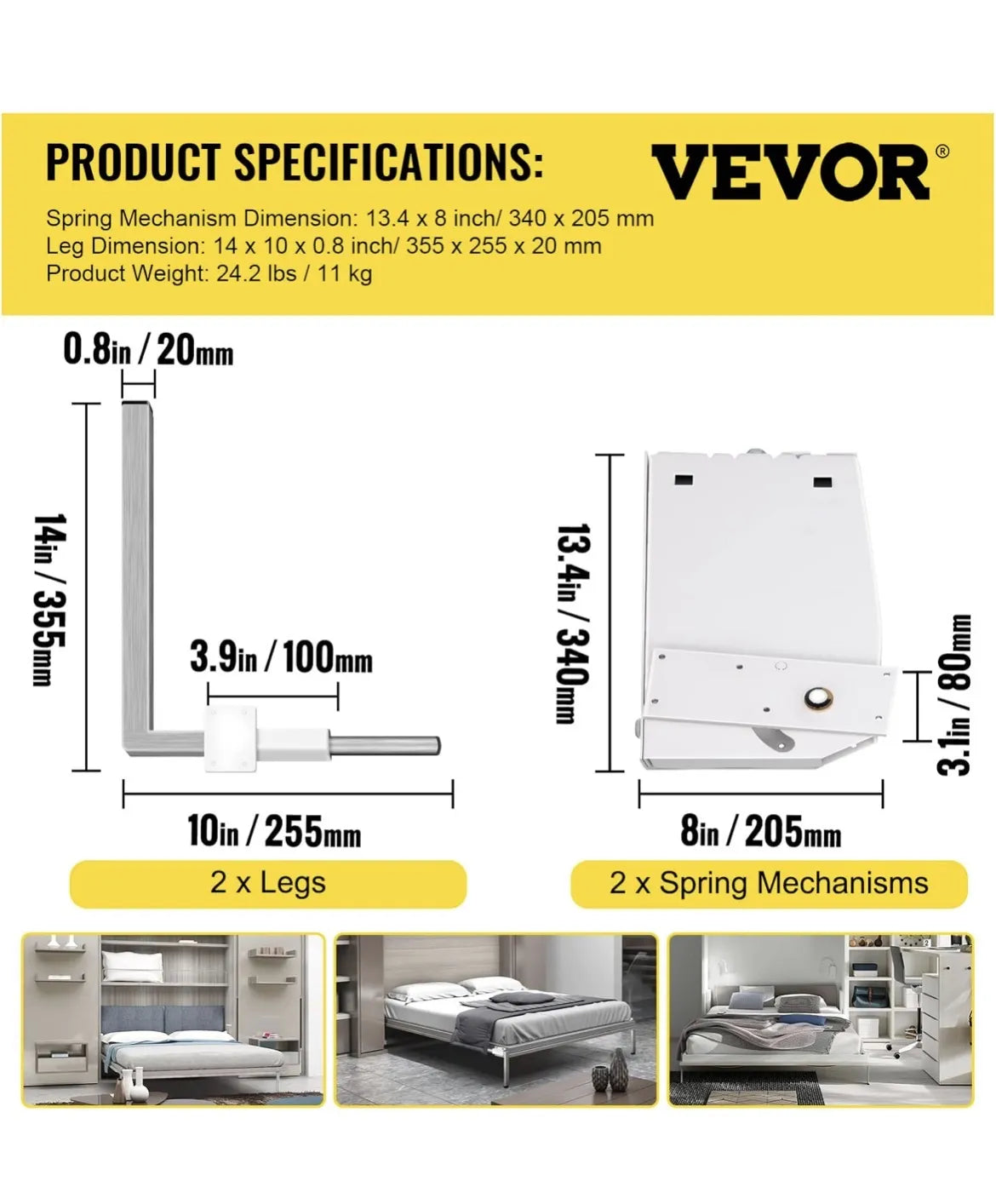 Kit de herrajes para Cama Abatible VEVOR