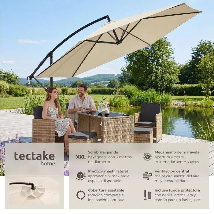Parasol de brazo articulado beige