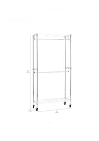 Perchero de ropa de doble barra con ruedas, 91 x 35,5 x 183 cm