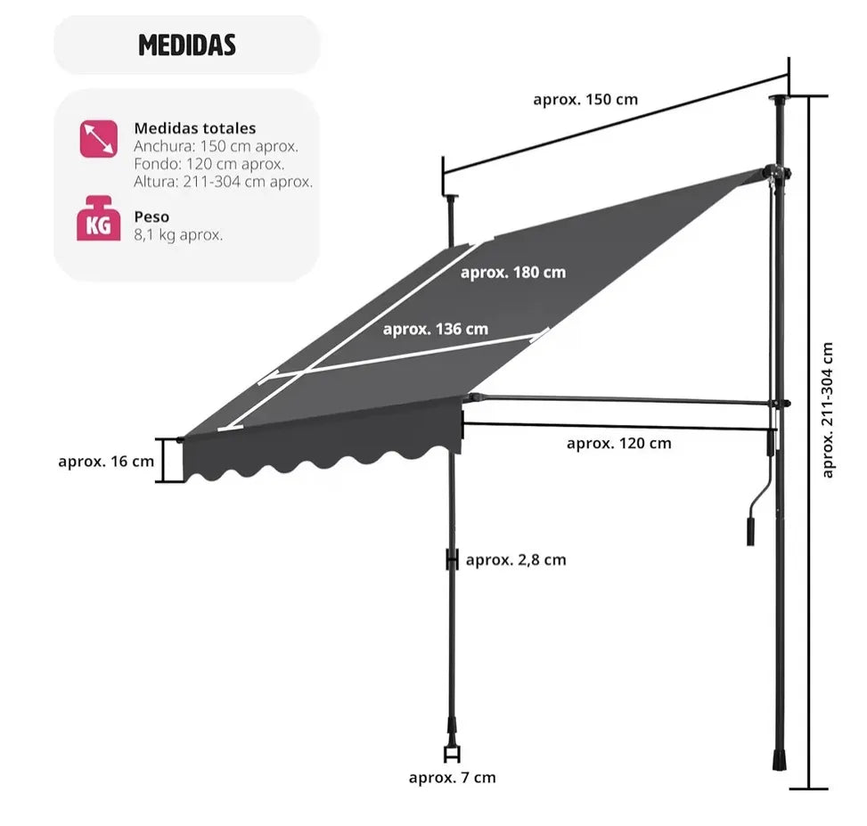 Toldo con abrazadera