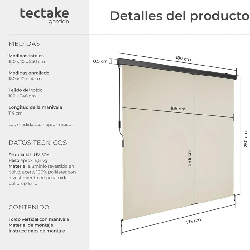 Toldo vertical exterior enrollable - Tectake