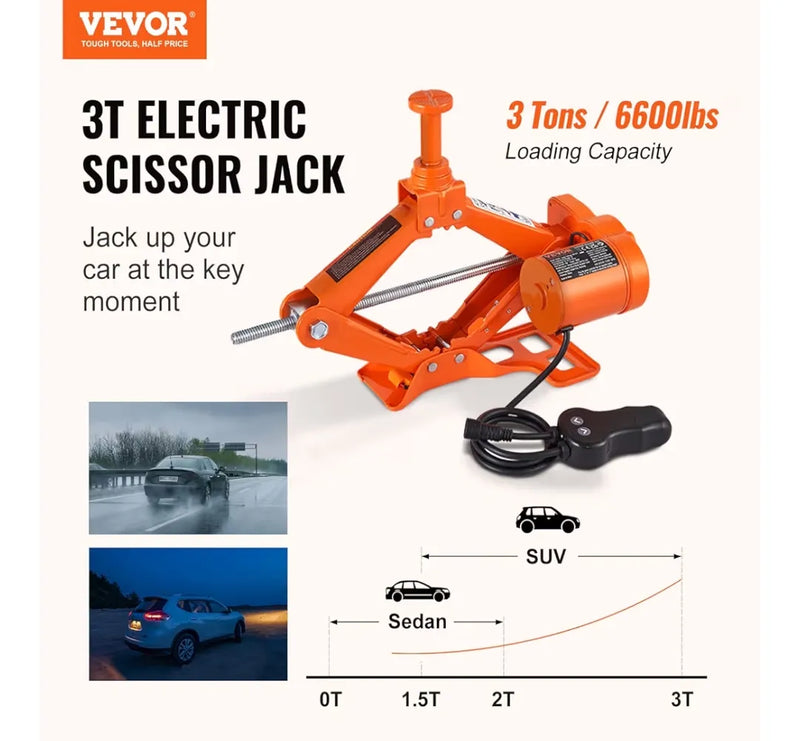 Kit de Gato de Tijera Eléctrico 3T - Vevor