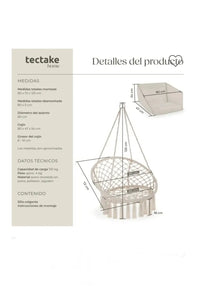 Silla colgante GRACIA beige