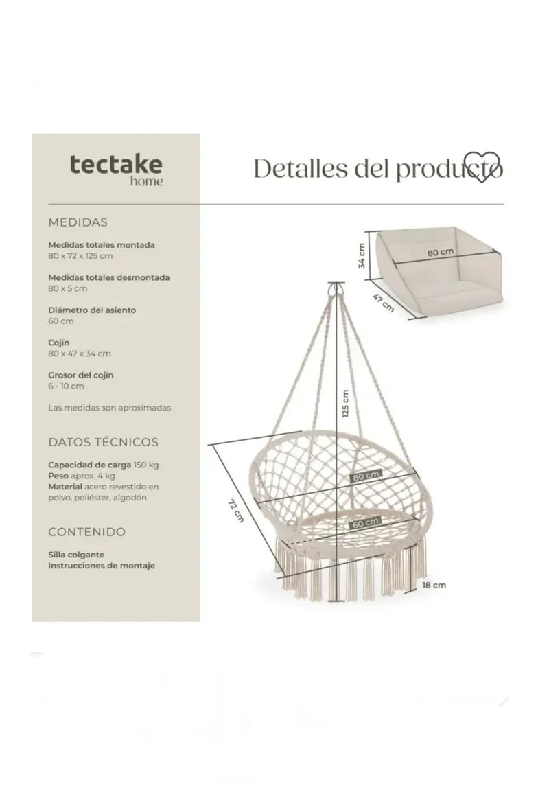 Silla colgante GRACIA beige