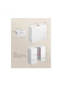 Mueble Bajo Lavabo, Armario de Baño, 3 Cajones, 2 Compartimentos