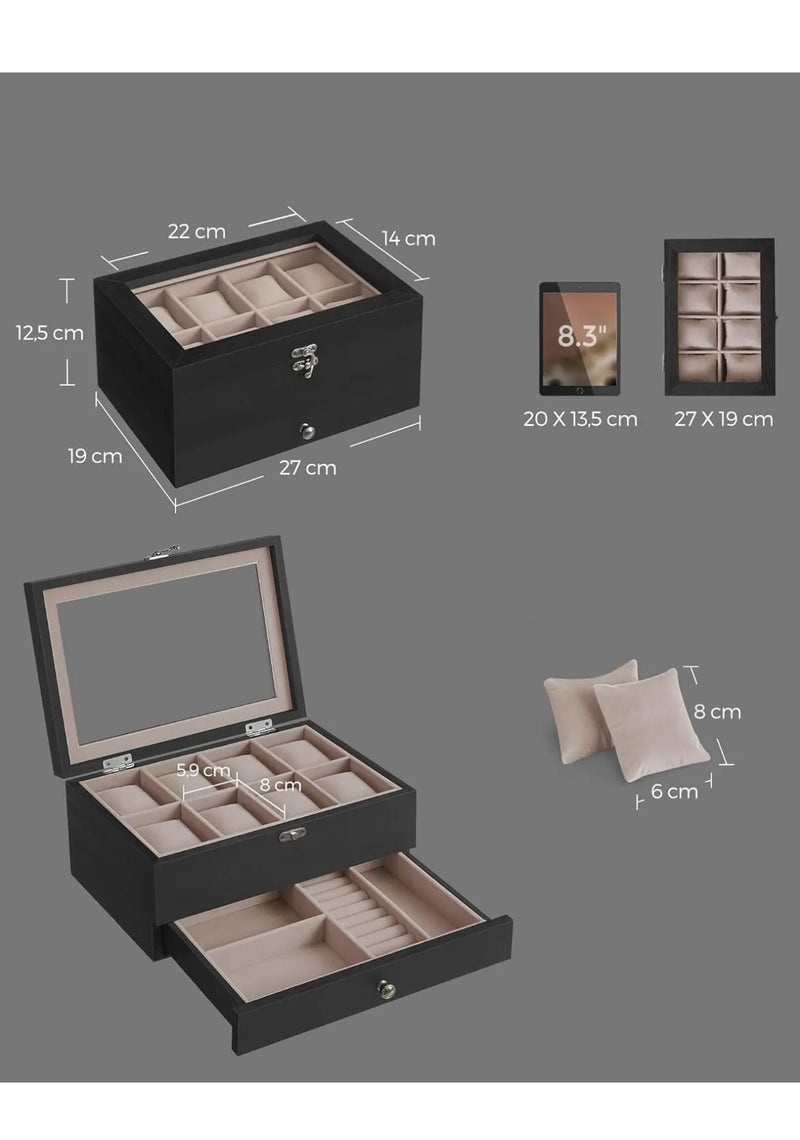 Caja de Relojes con 8 Ranuras SONGMICS